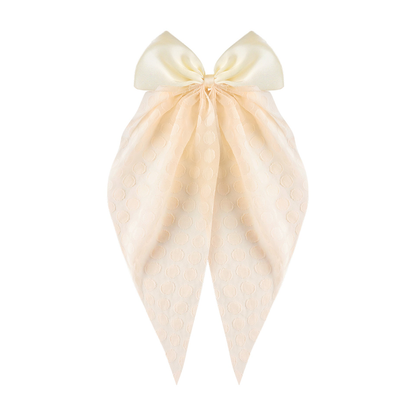 Beau - Patterned Trailing-Bow Duckbill Hair Clip