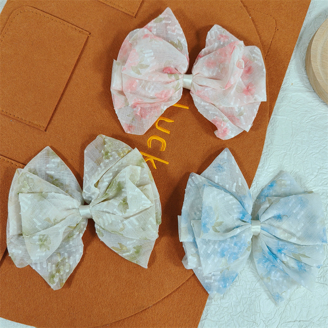 Beau - Floral Layered Bow Hair Clip