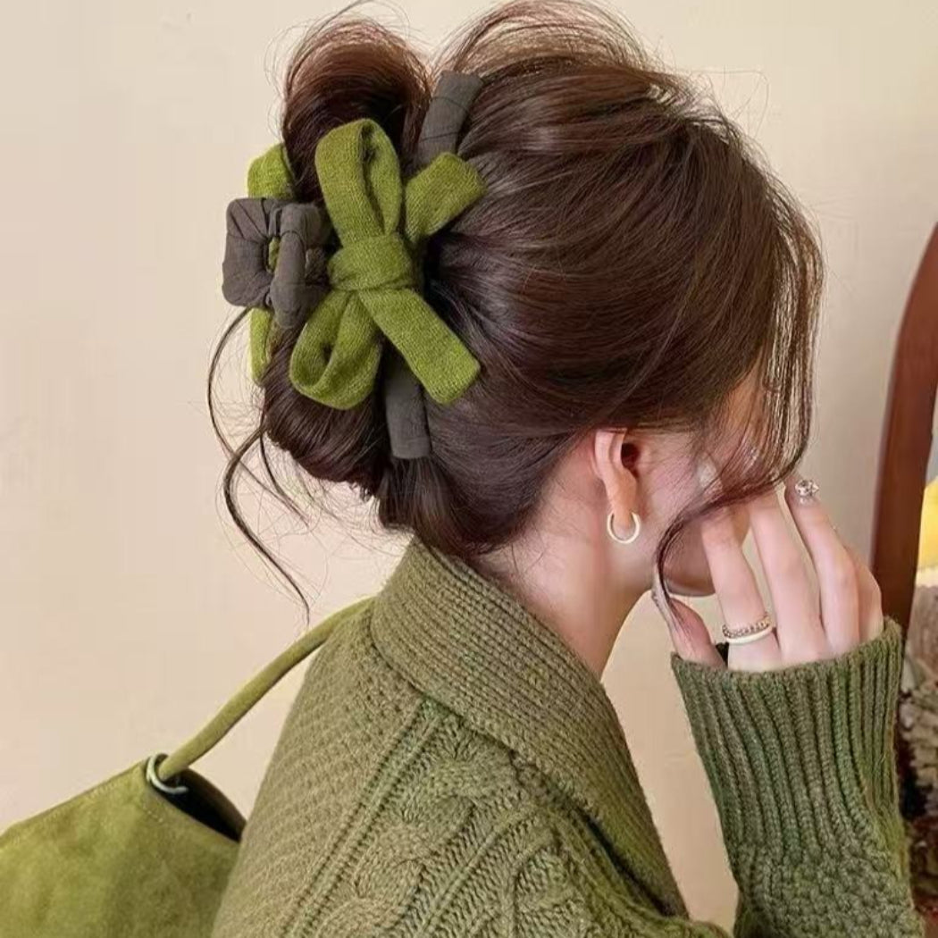Beau - Bow-Detail Fabric-Covered Hair Claw