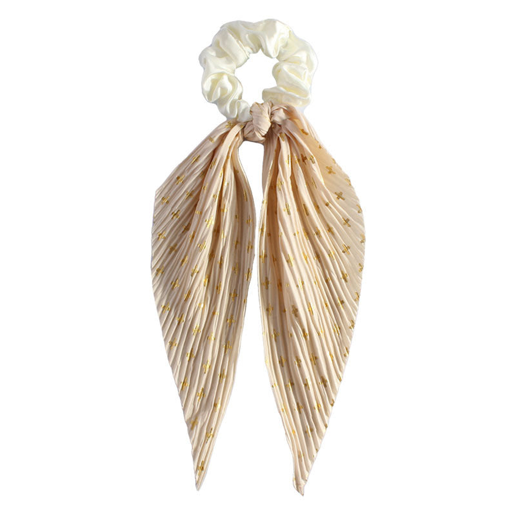 Gifty - Mini-Dot Pinstripe Scarf-Tail Scrunchie