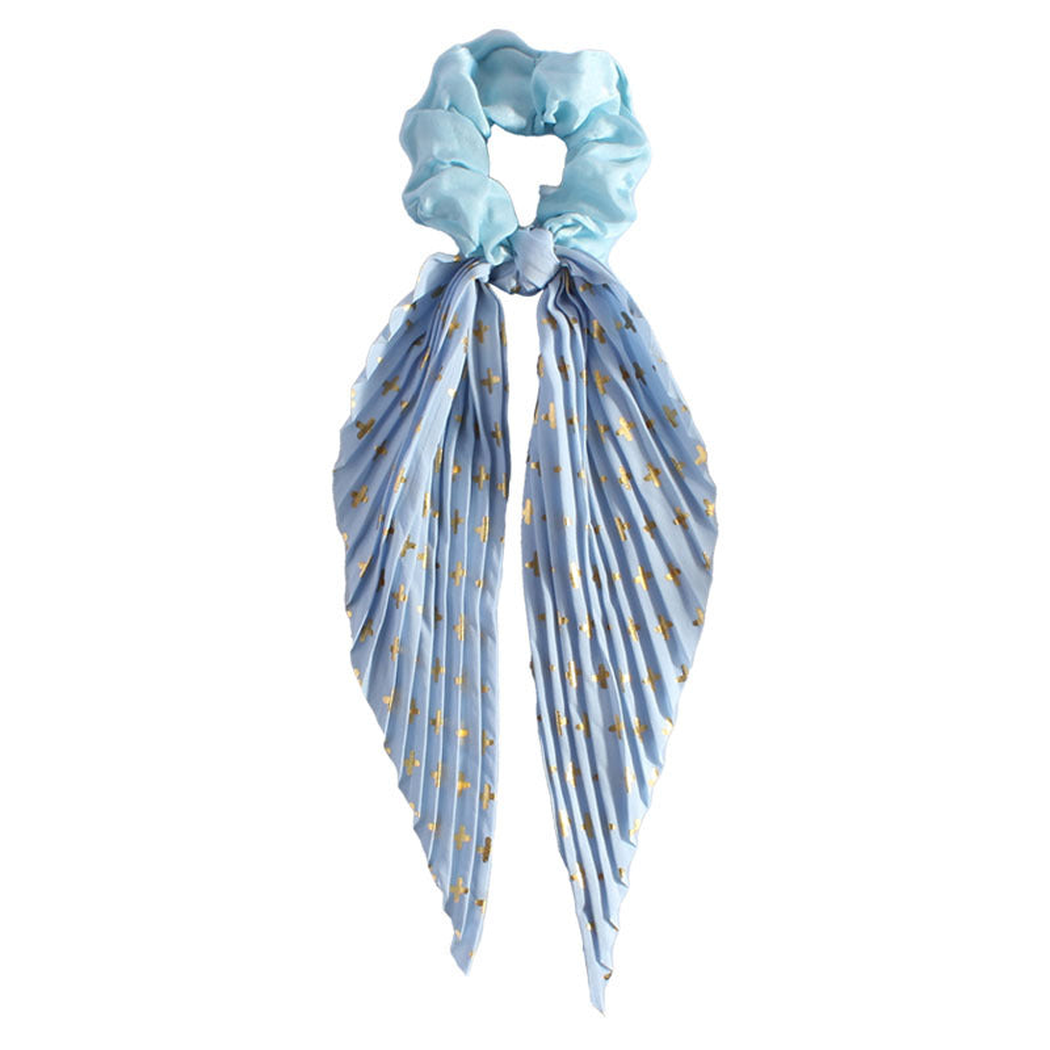 Gifty - Mini-Dot Pinstripe Scarf-Tail Scrunchie