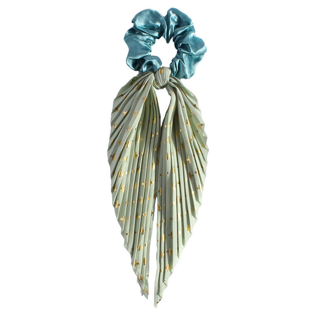 Gifty - Mini-Dot Pinstripe Scarf-Tail Scrunchie