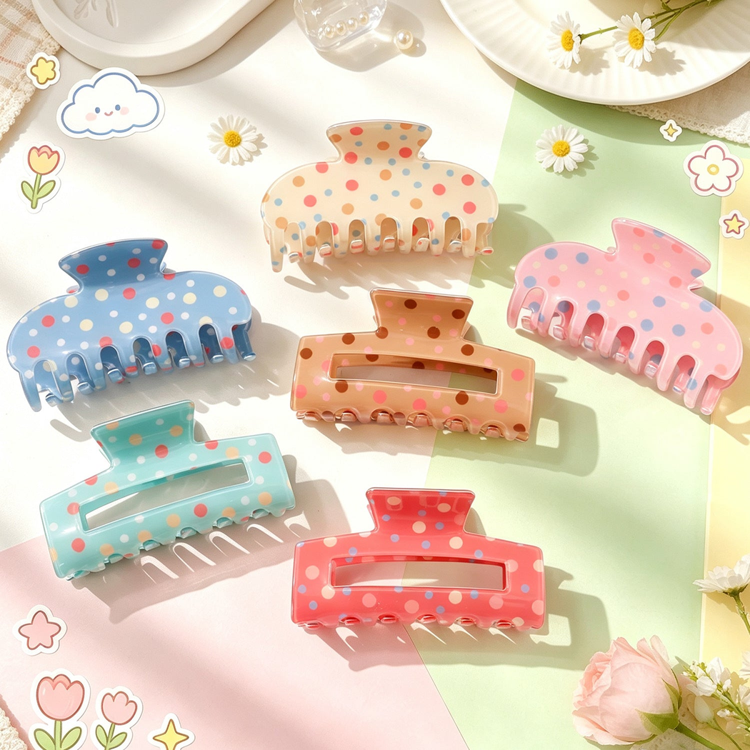 Beau - Dotted Rectangular Hair Claw
