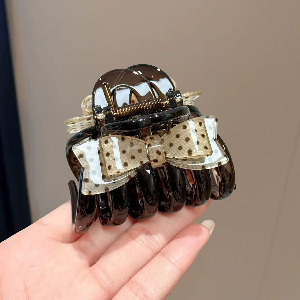 Beau - Polka-Dot Bow Mini Hair Claw