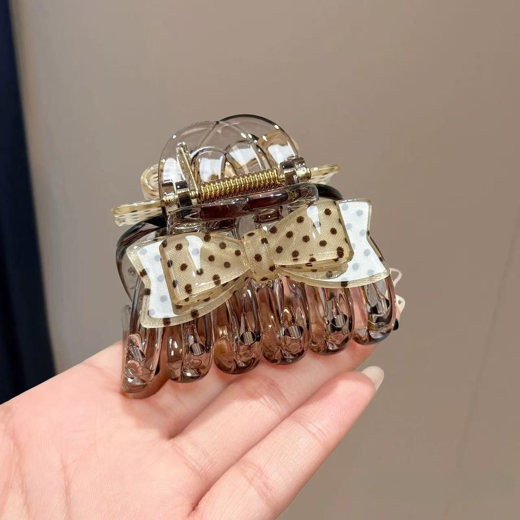 Beau - Polka-Dot Bow Mini Hair Claw