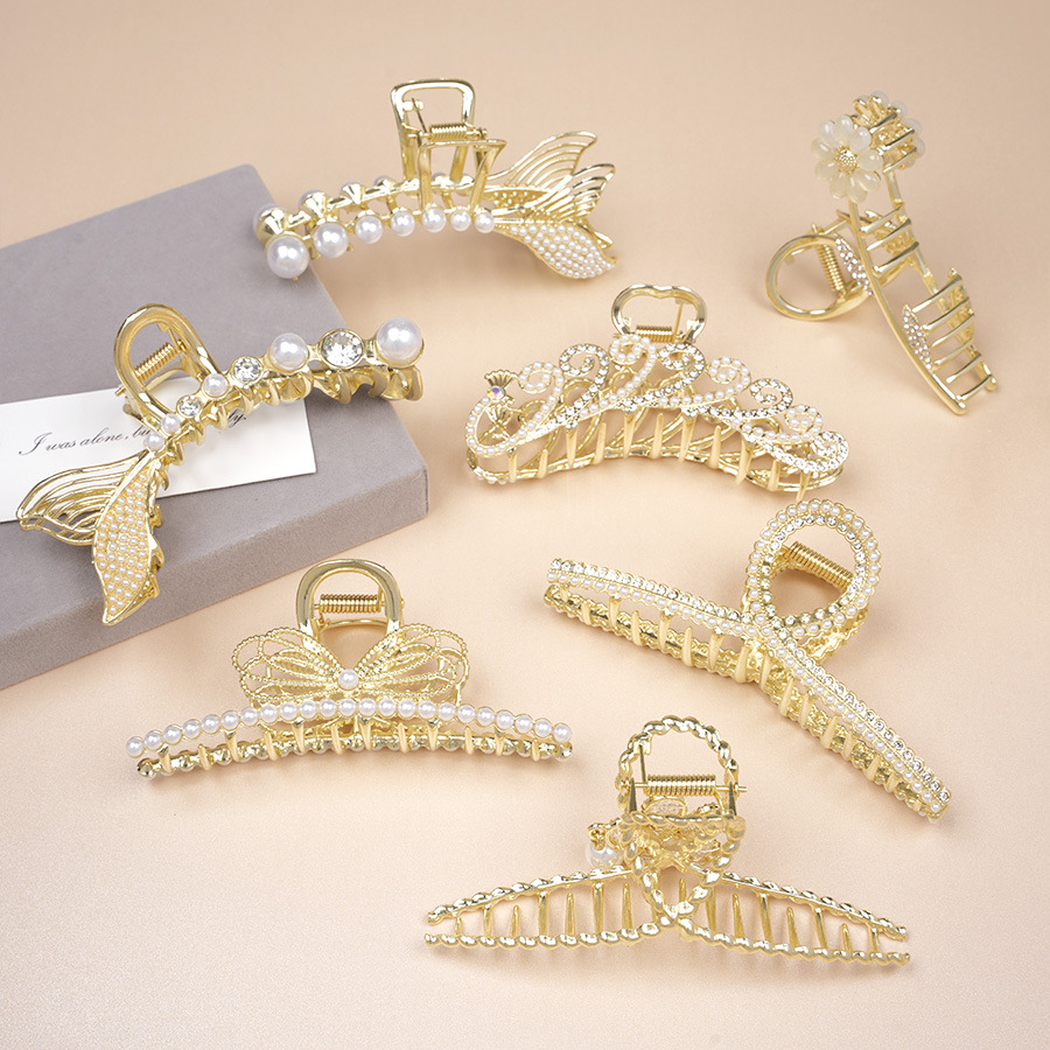 Beau - Pearl Rhinestone Decorative Hair Claw