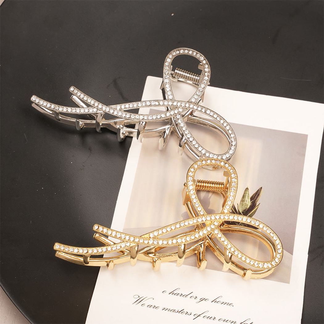 Beau - Rhinestone Bow Sweep Hair Claw