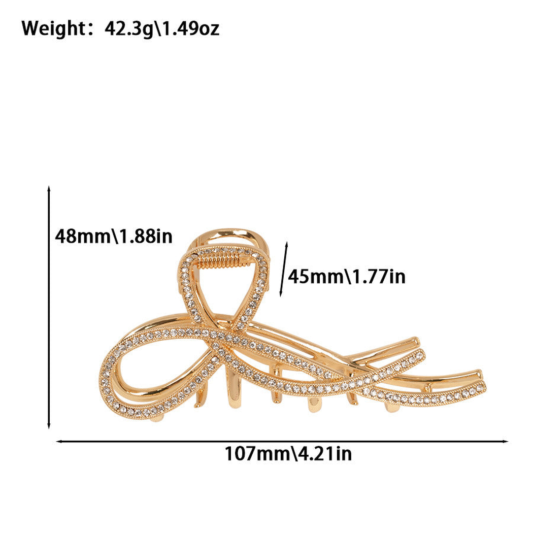 Beau - Rhinestone Bow Sweep Hair Claw