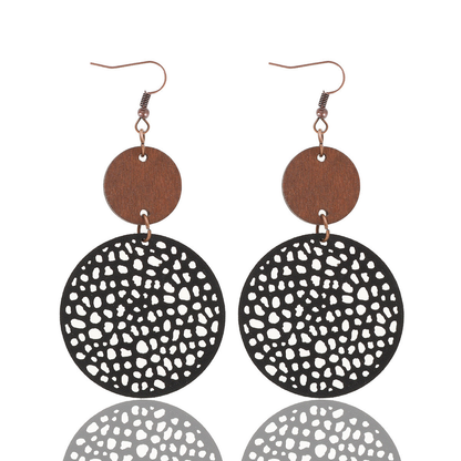 Earedge - Openwork Disc Linked Drop Earrings