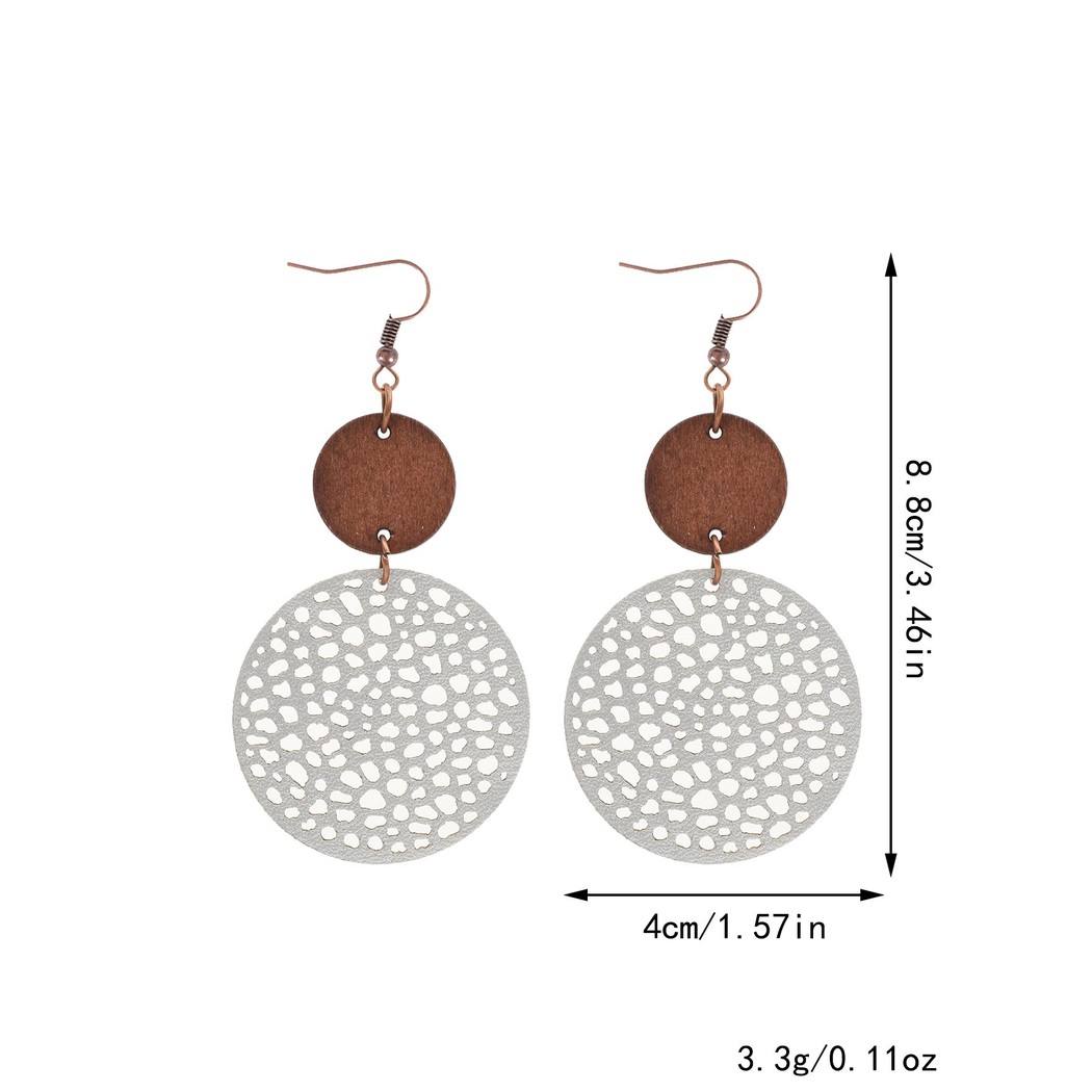 Earedge - Openwork Disc Linked Drop Earrings