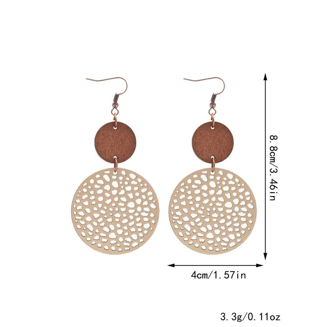 Earedge - Openwork Disc Linked Drop Earrings