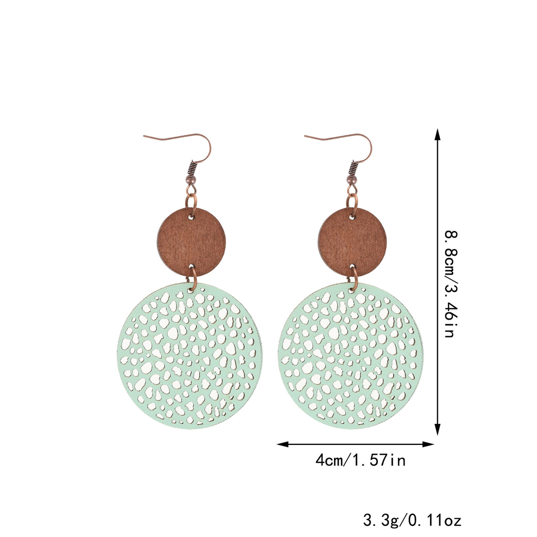 Earedge - Openwork Disc Linked Drop Earrings