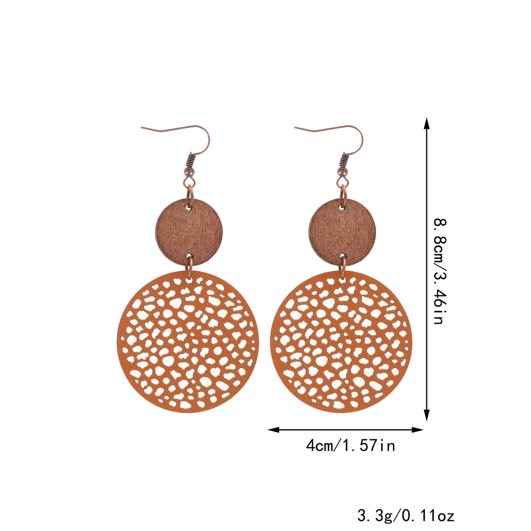 Earedge - Openwork Disc Linked Drop Earrings
