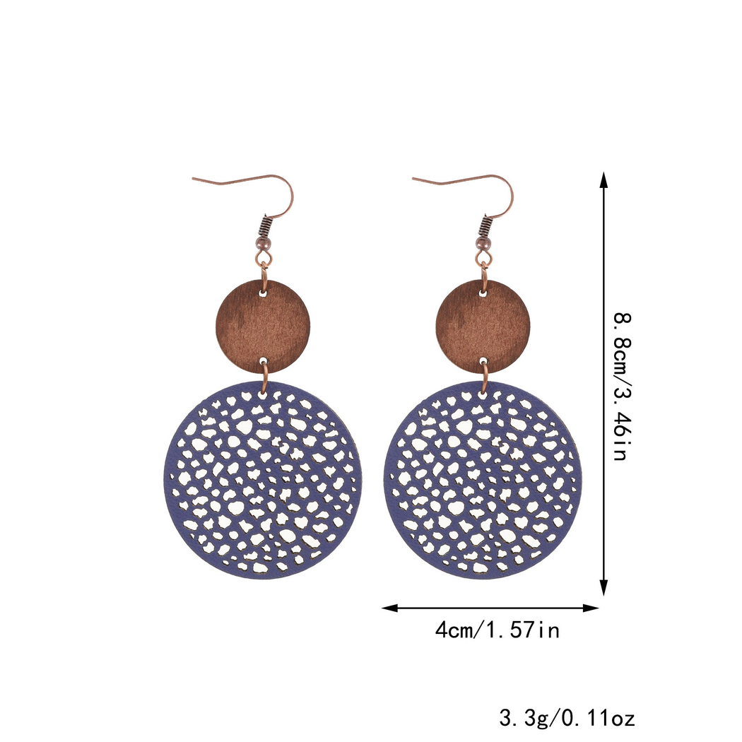 Earedge - Openwork Disc Linked Drop Earrings