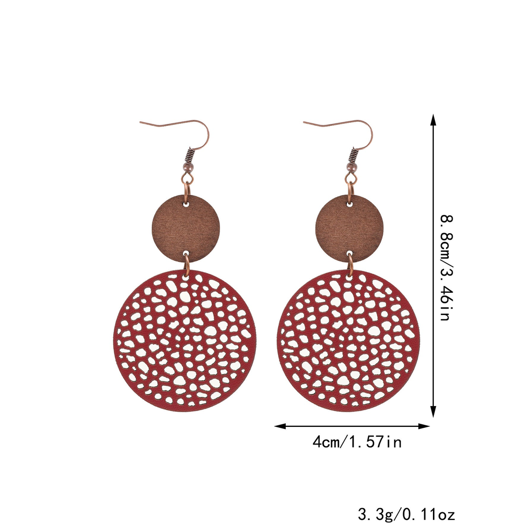 Earedge - Openwork Disc Linked Drop Earrings