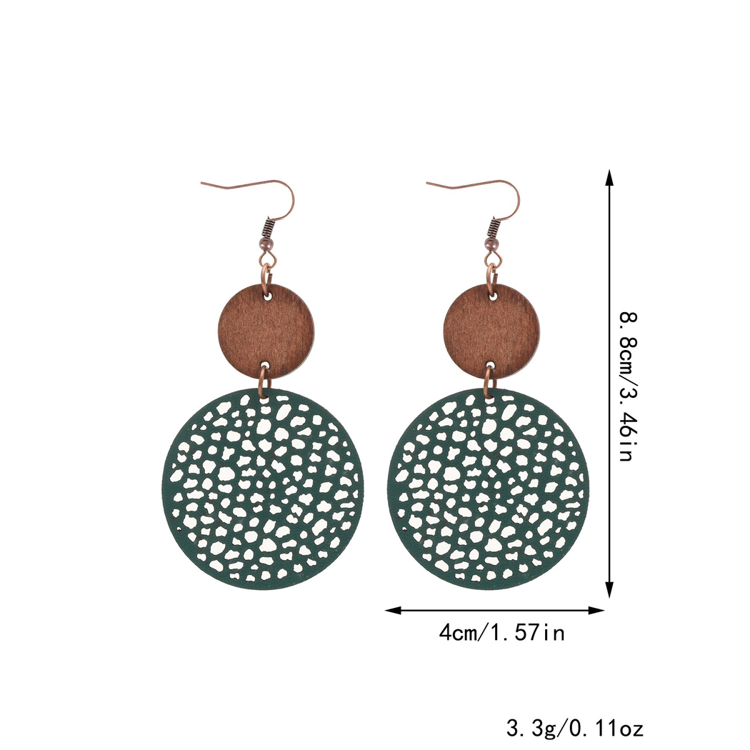 Earedge - Openwork Disc Linked Drop Earrings