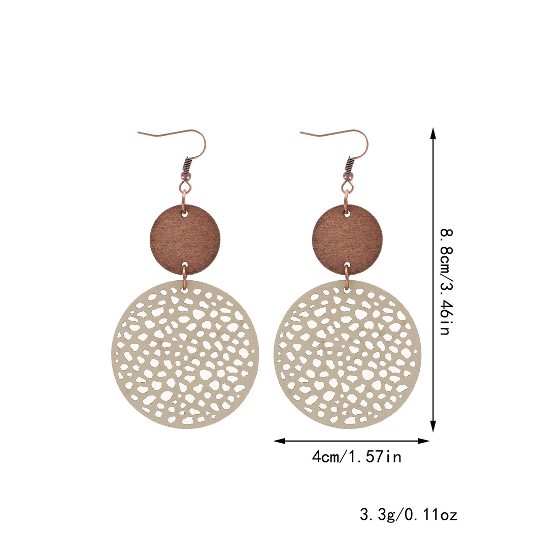Earedge - Openwork Disc Linked Drop Earrings