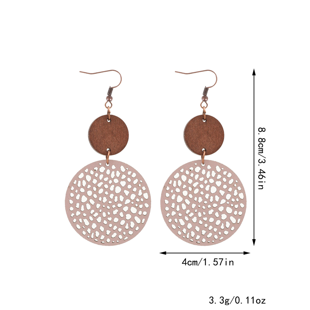 Earedge - Openwork Disc Linked Drop Earrings