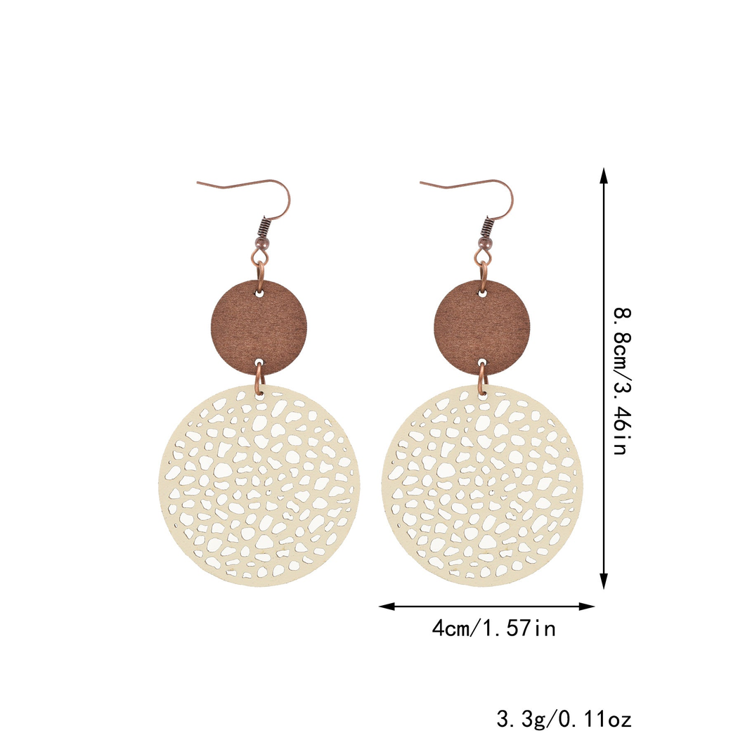 Earedge - Openwork Disc Linked Drop Earrings