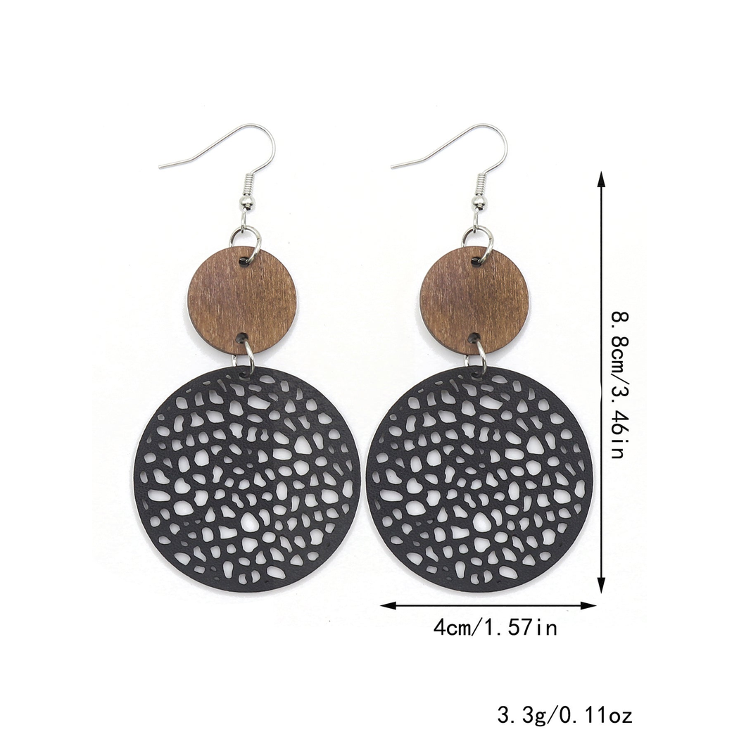 Earedge - Openwork Disc Linked Drop Earrings