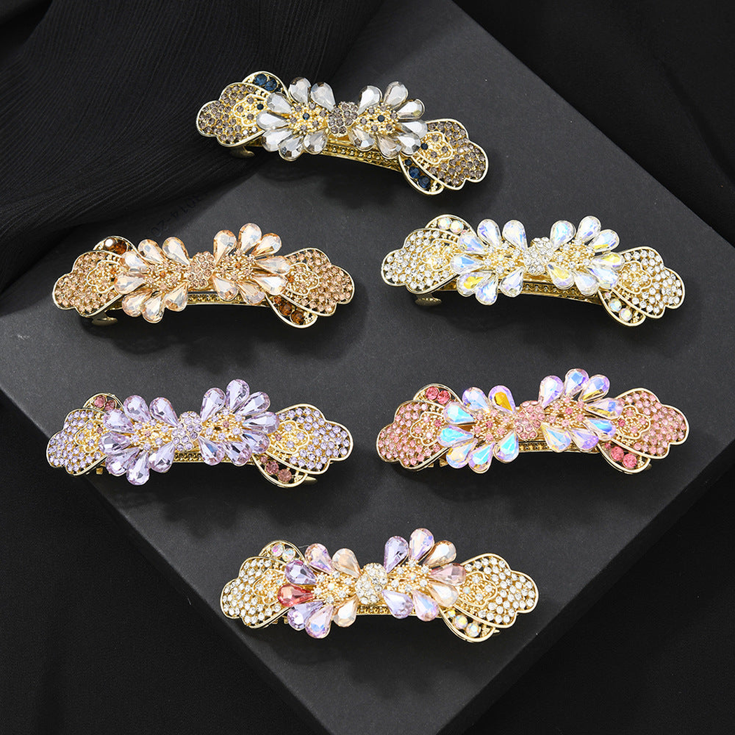Beau - Twin Daisy Scalloped Fan Spring Barrette