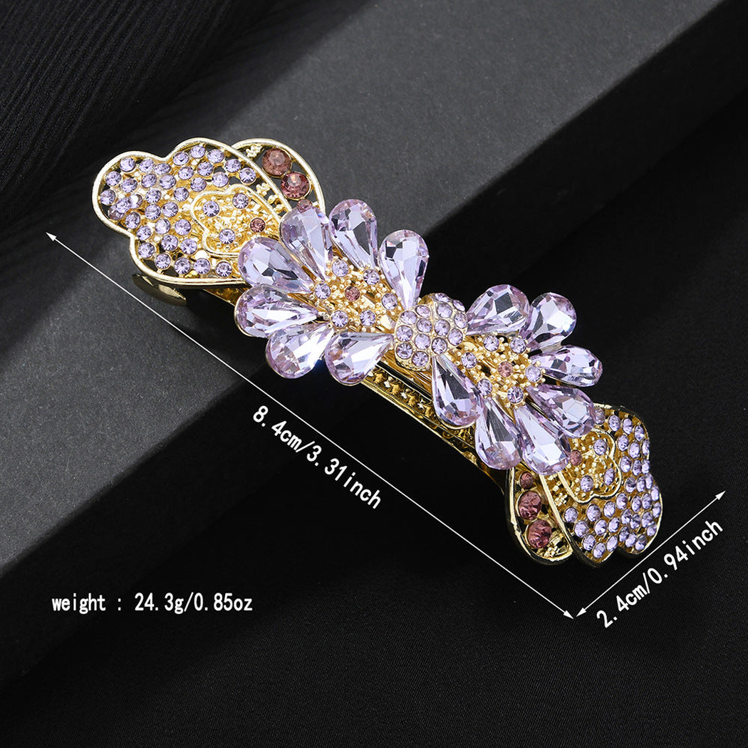 Beau - Twin Daisy Scalloped Fan Spring Barrette