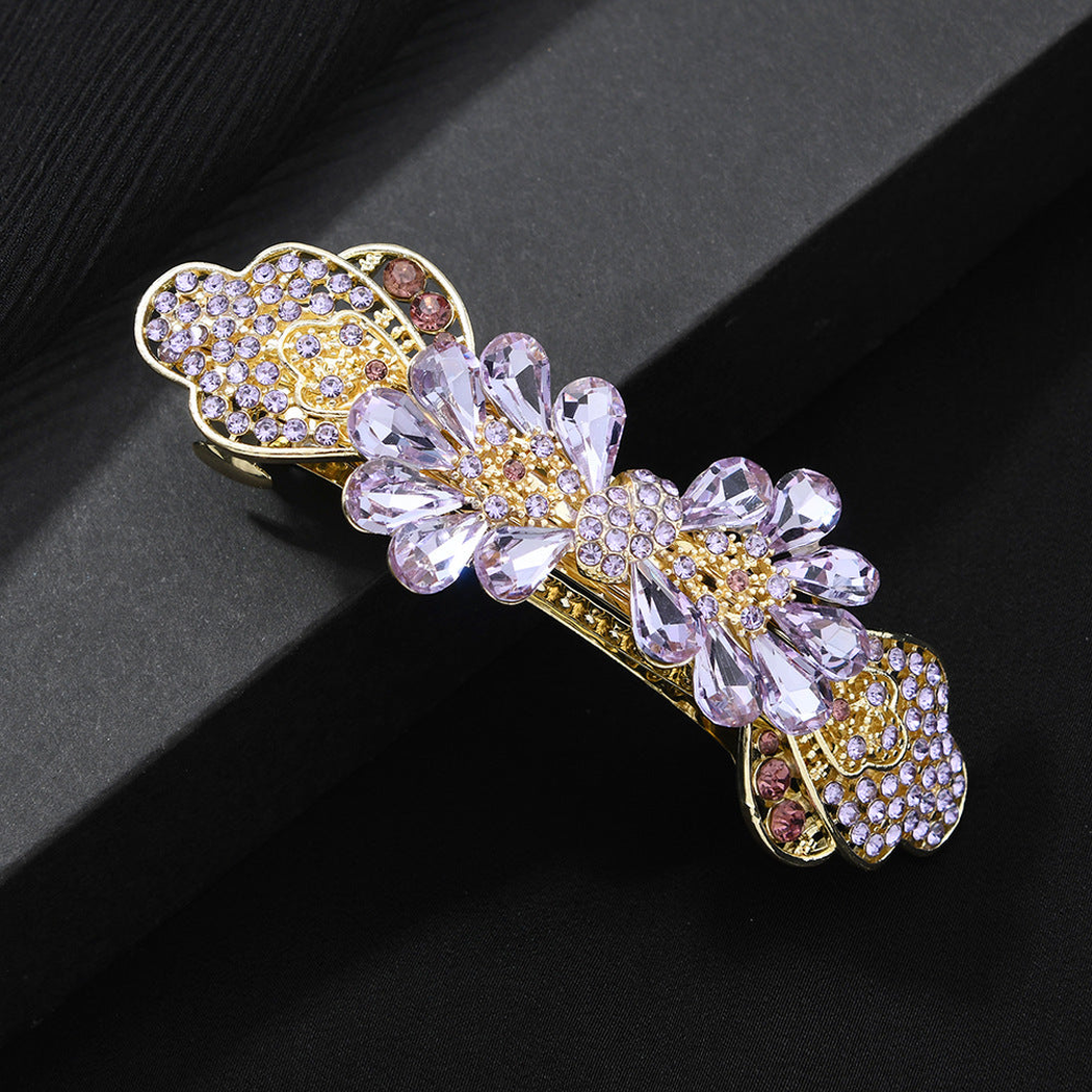 Beau - Twin Daisy Scalloped Fan Spring Barrette