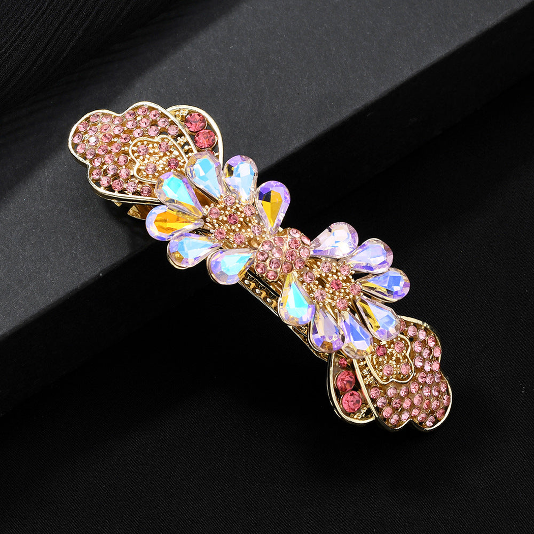 Beau - Twin Daisy Scalloped Fan Spring Barrette