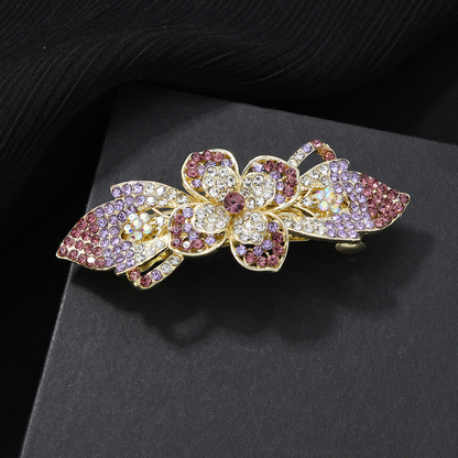 Beau - Layered Flower Leaf Spray Spring Barrette