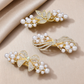 Beau - White Bead Cluster Faceted Accent Spring Hair Clip