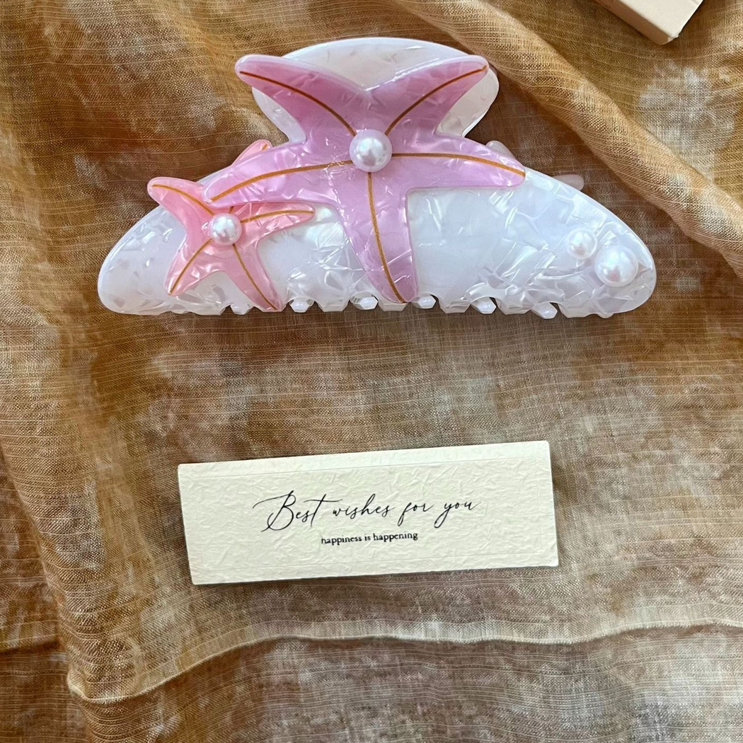 Beau - Starfish Motif Marbled Pattern Hair Claw