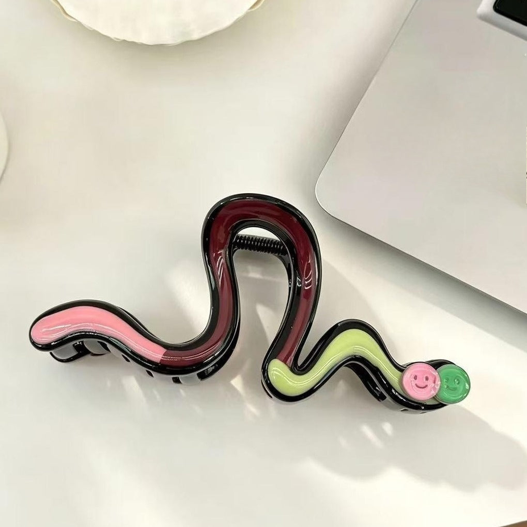 Beau - Serpentine-Wave Twin-Smiley Hair Claw