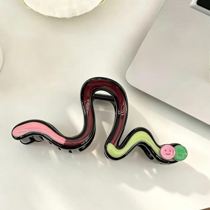 Beau - Serpentine-Wave Twin-Smiley Hair Claw