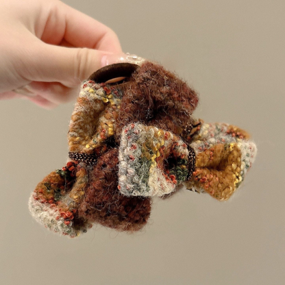 Beau - Layered-Bow Brown-Gray-Flecked Hair Claw