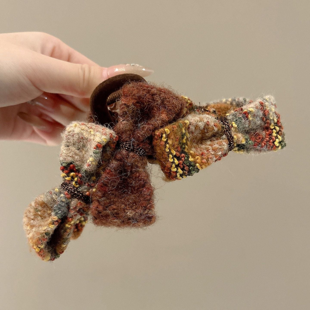 Beau - Layered-Bow Brown-Gray-Flecked Hair Claw