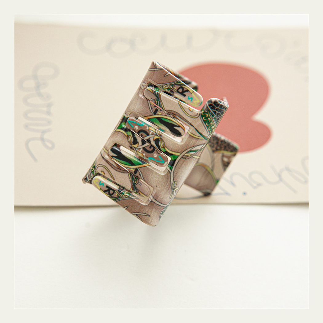Beau - Compact Patterned Square Hair Claw