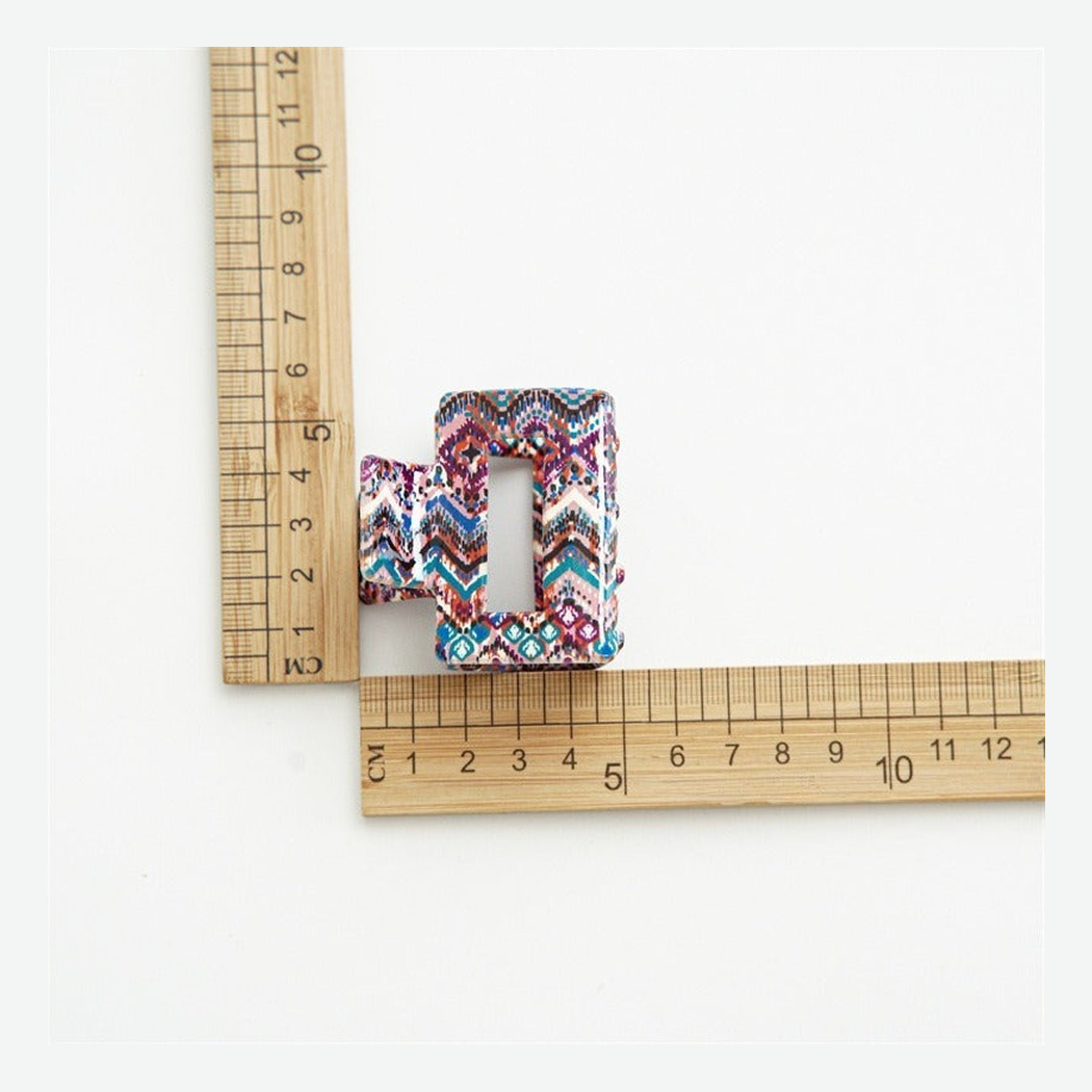 Beau - Compact Patterned Square Hair Claw
