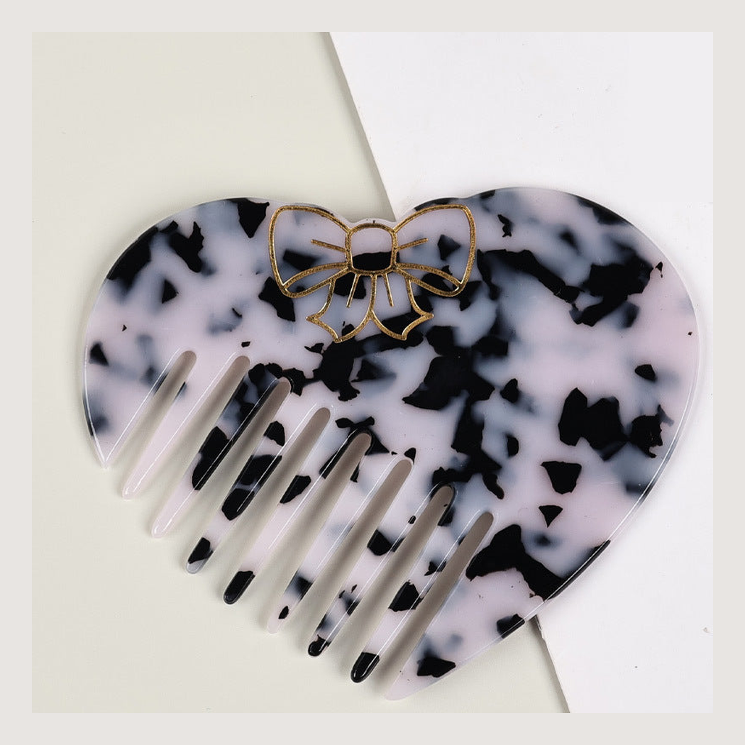 Camerow - Heart-Shaped Bow-Motif Wide-Tooth Comb