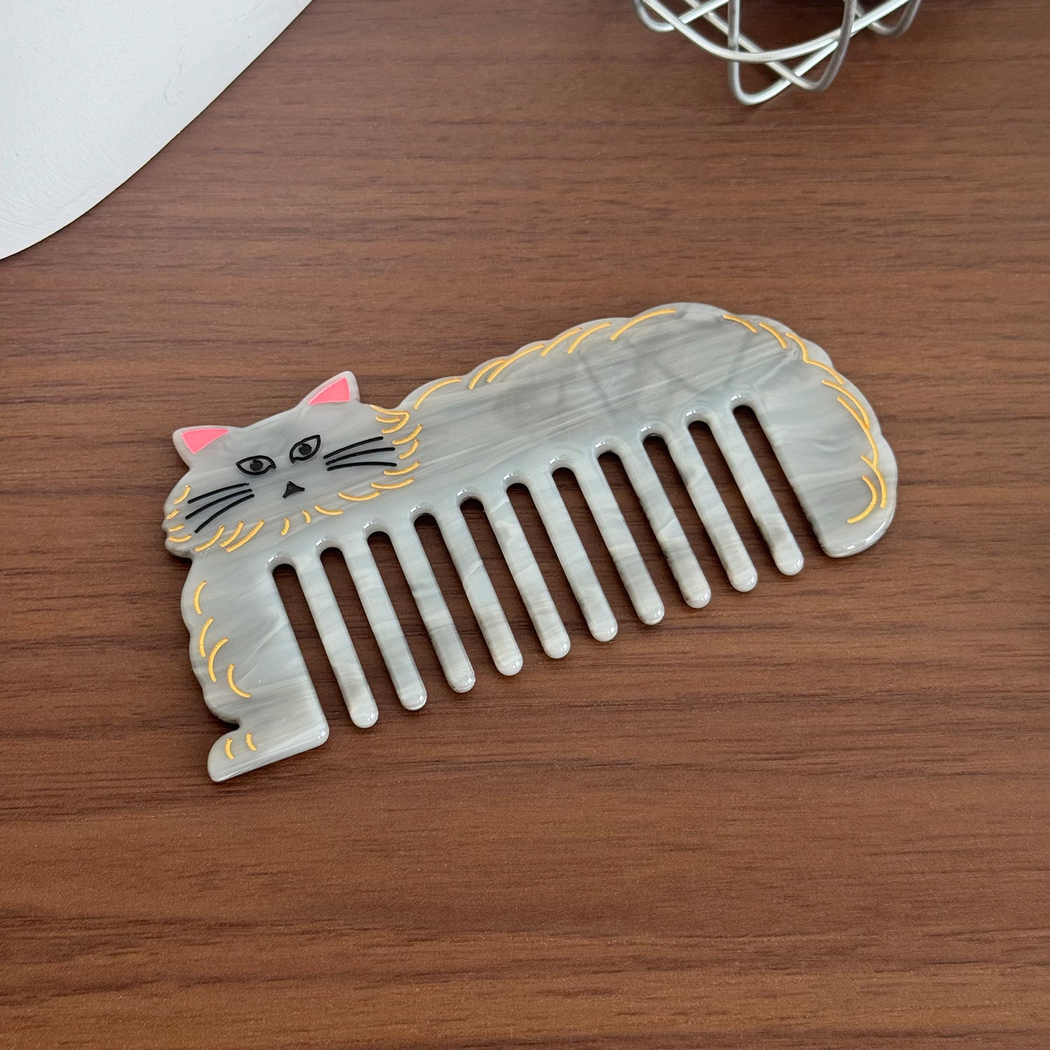 Camerow - Reclining Cat Swirled Wide-Tooth Comb