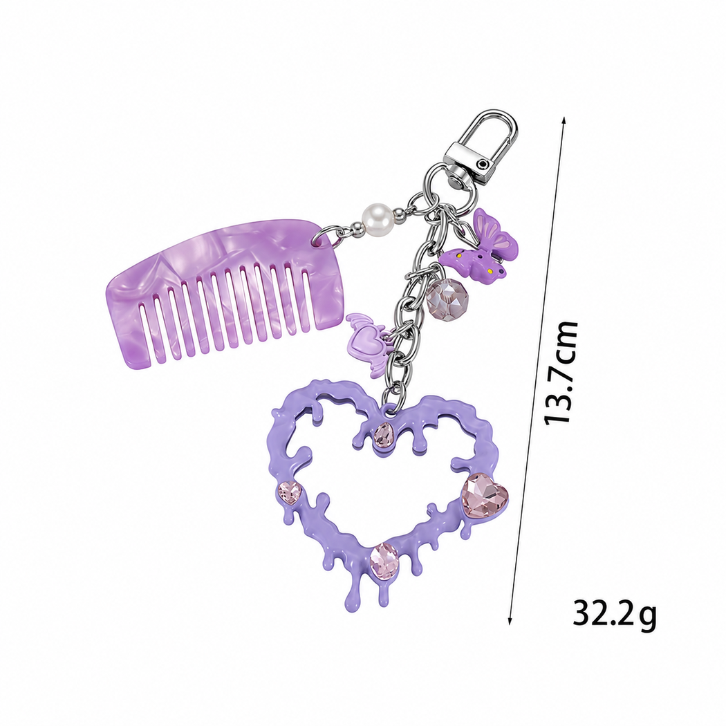 Camerow - Heart-Shaped Charm Pocket Comb