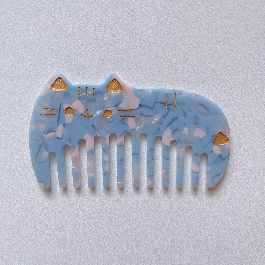 Camerow - Cat-Shaped Marbled Wide-Tooth Comb