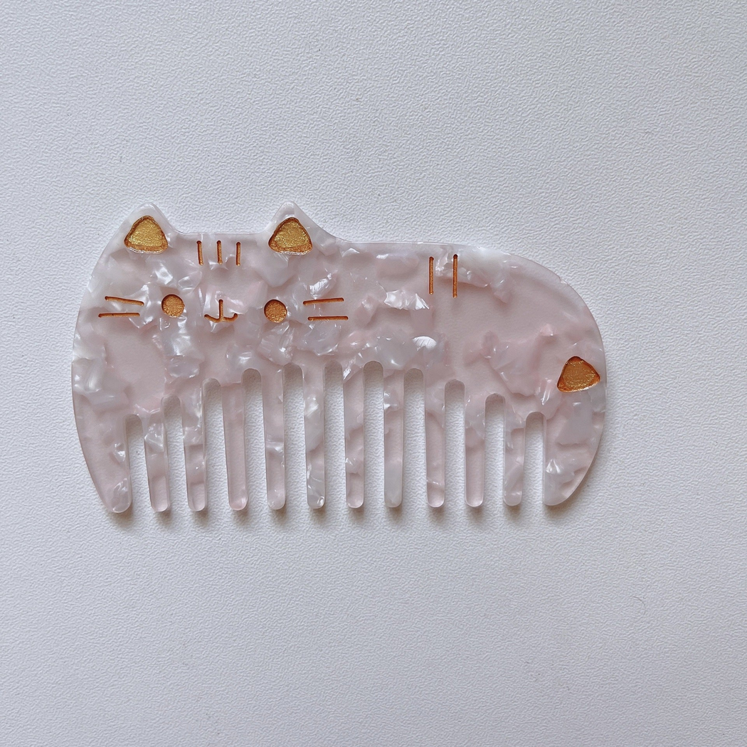 Camerow - Cat-Shaped Marbled Wide-Tooth Comb