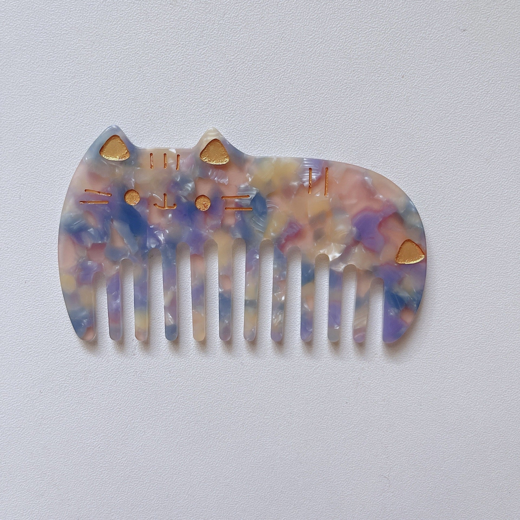Camerow - Cat-Shaped Marbled Wide-Tooth Comb