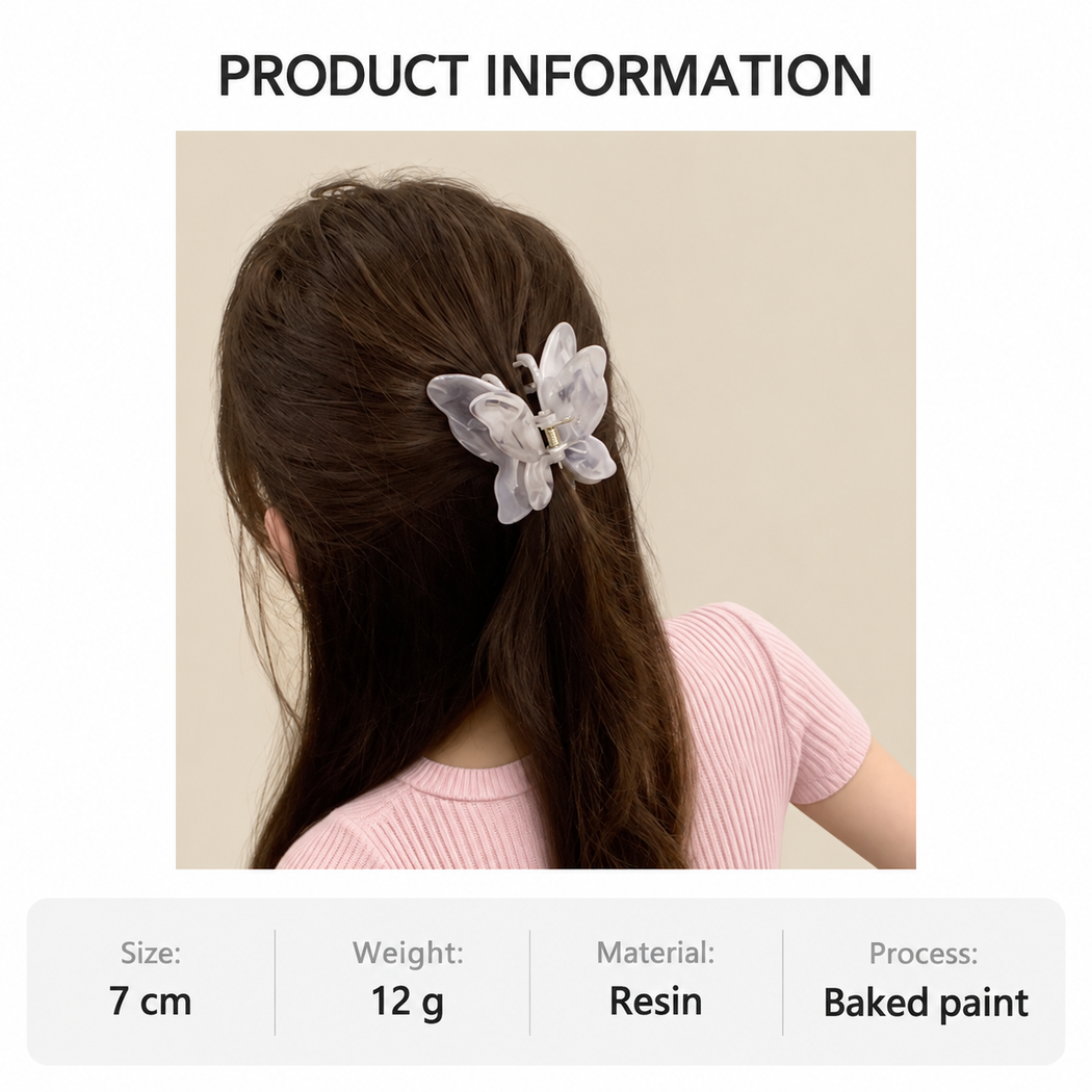 Beau - Compact Butterfly Marbled Hair Claw