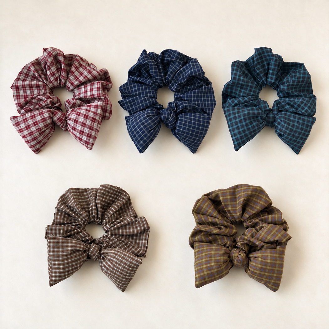 Gifty - Plaid Knotted-Bow Scrunchie