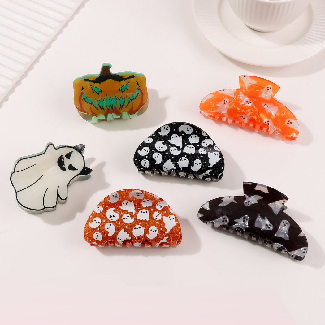 Beau - Halloween Ghost and Pumpkin Claw Clip Accessory