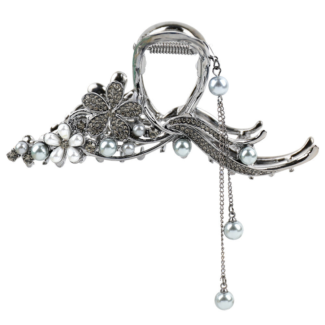 Beau - Floral Motif Dangling Accents Claw Clip Accessory
