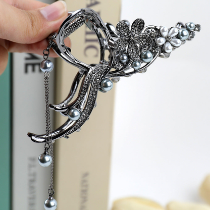Beau - Floral Motif Dangling Accents Claw Clip Accessory