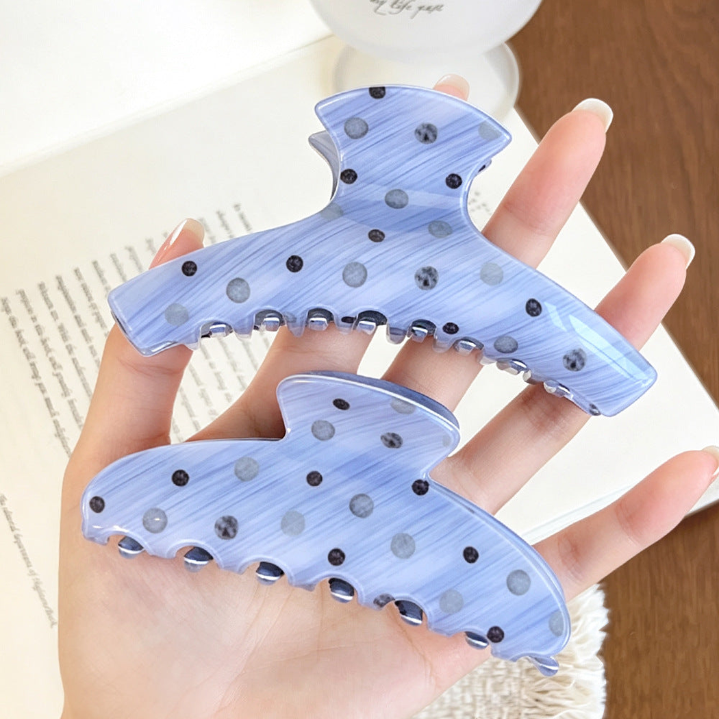 Beau - Blue Polka Dot Claw Clip