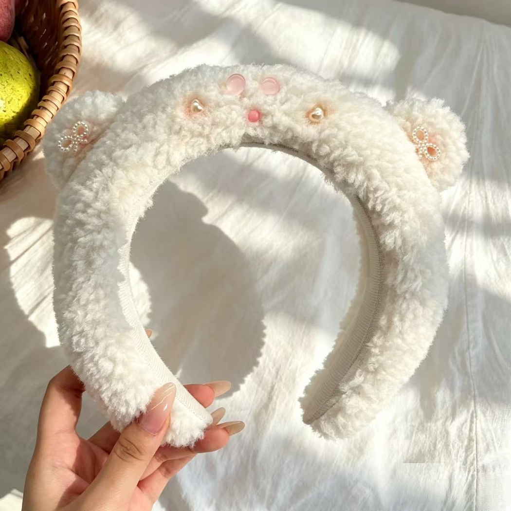 Gifty - Rounded Bear Ears Pink Face Accents Headband